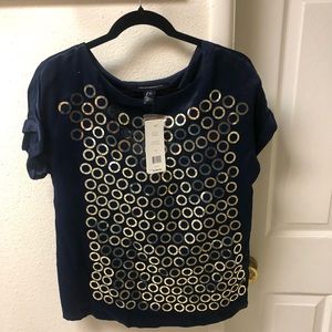 Blue/ gold shirt
